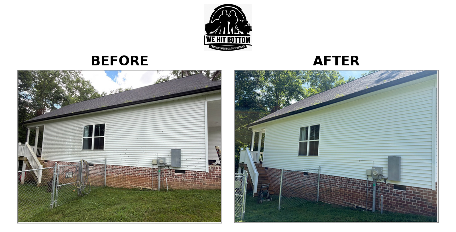 House exterior before and after soft washing