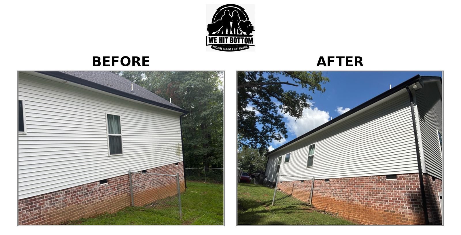 White vinyl siding before and after soft washing