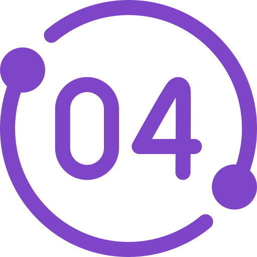 Purple speed limit sign with the number 04 inside a circle.