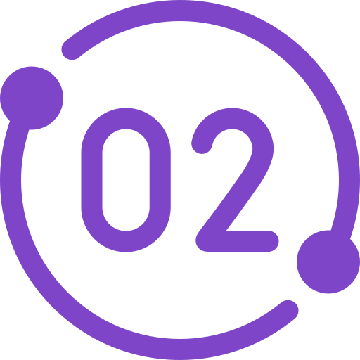 Purple icon of a clock with the number 02 inside, representing a timed or scheduled event.
