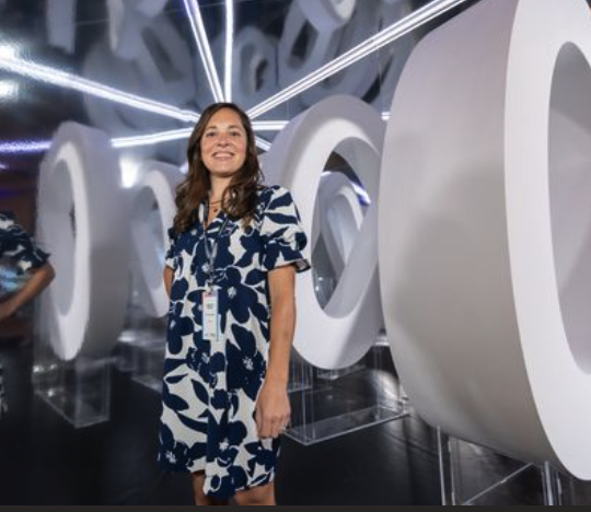 Guest using the hyperlapse video booth as a photo backdrop moment