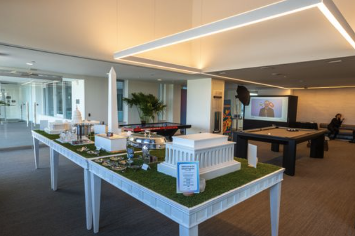 DC Meta office welcome party set up as guests entered the space