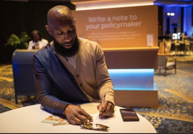 Policymaker postcard station