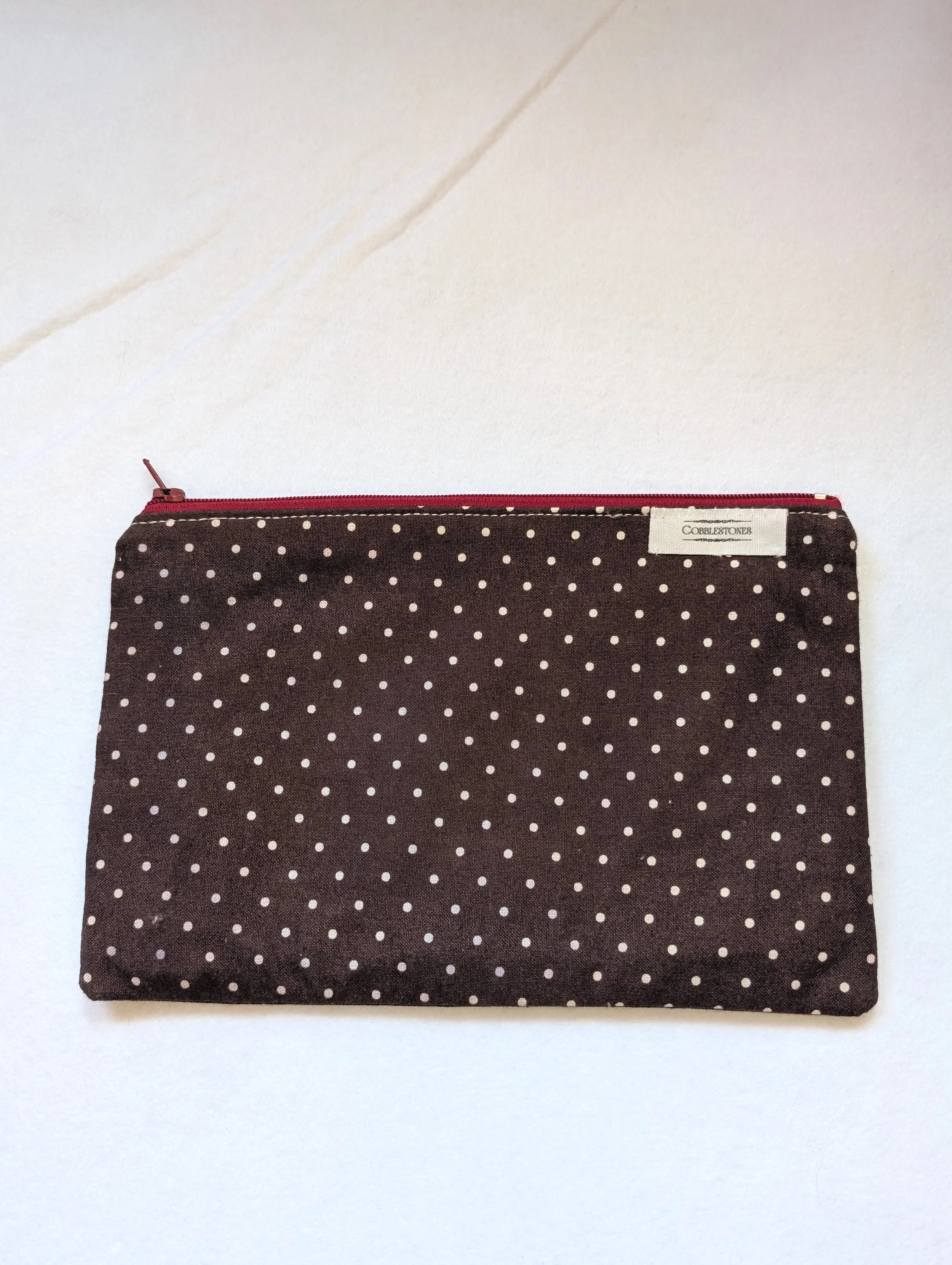 Zipper Pouch | Brown Polka Dot