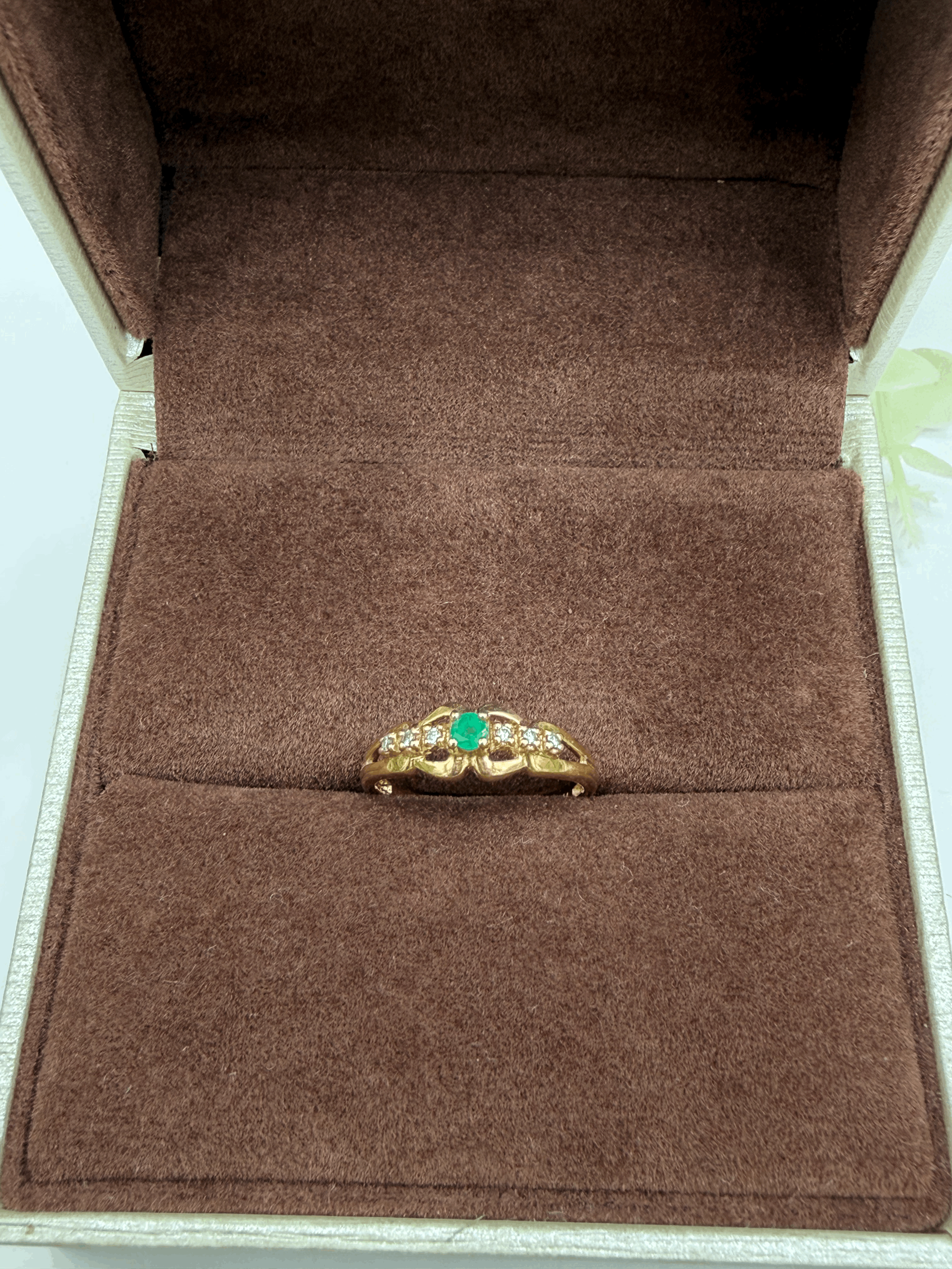 18k Solid Gold Emerald & Diamond Elegance Ring