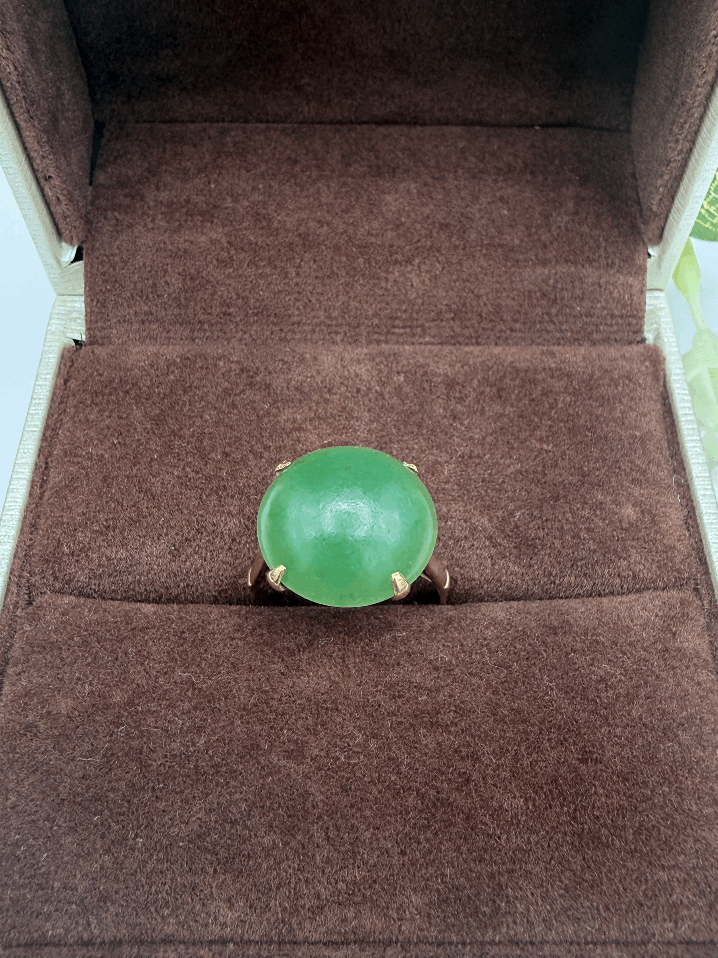 18k Solid Gold Jade Ring