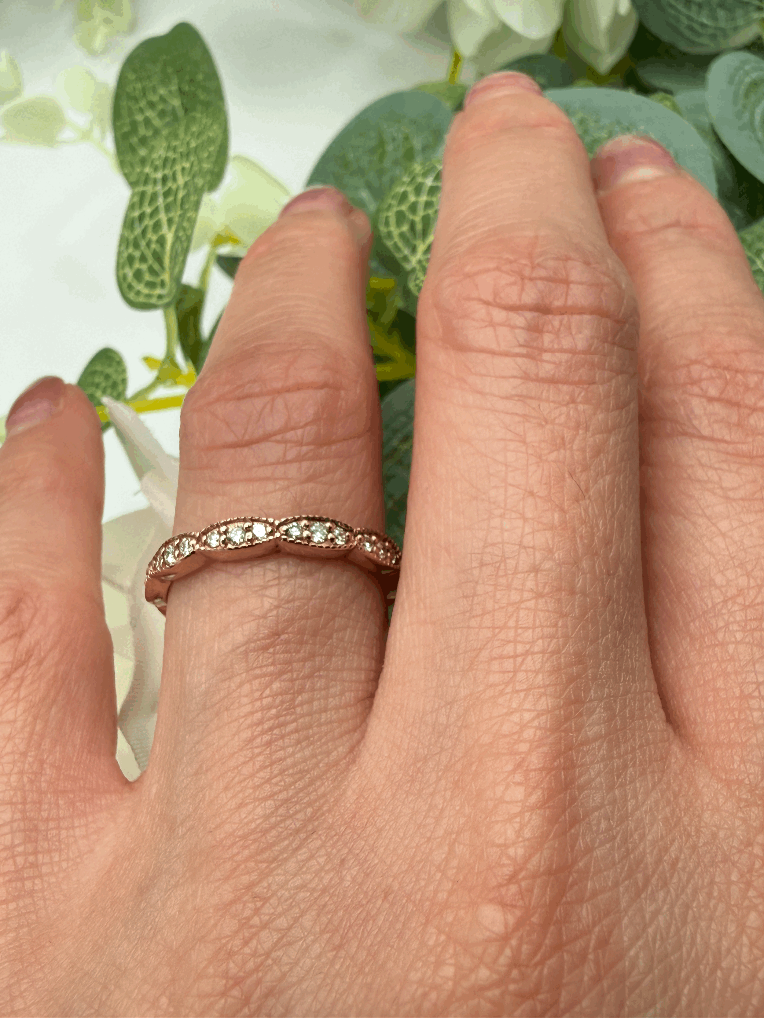 18k Solid Rose Gold Elegant Diamond Ring
