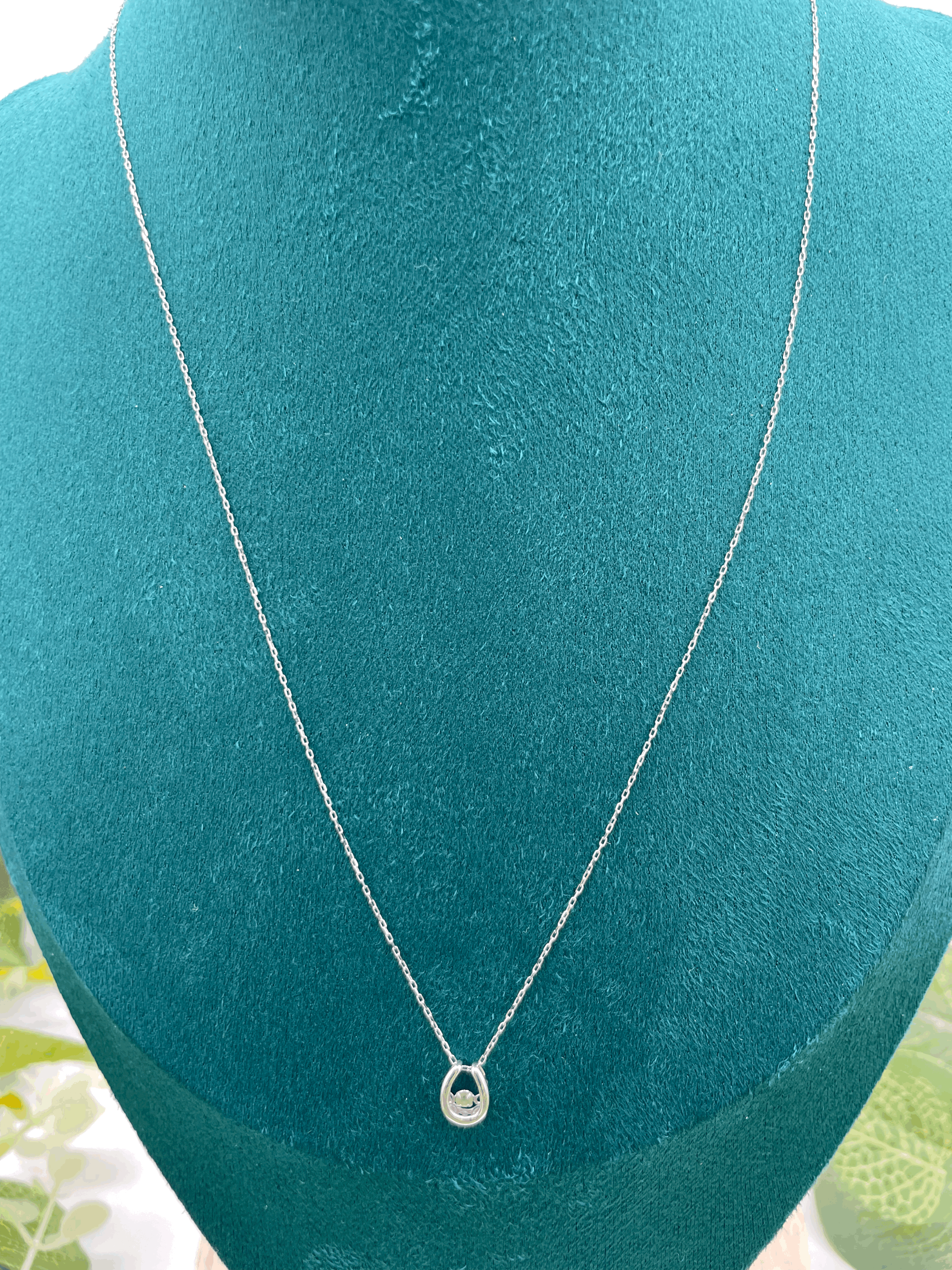 Mini Horseshoe Diamond Pendant Necklace in 10k White Gold
