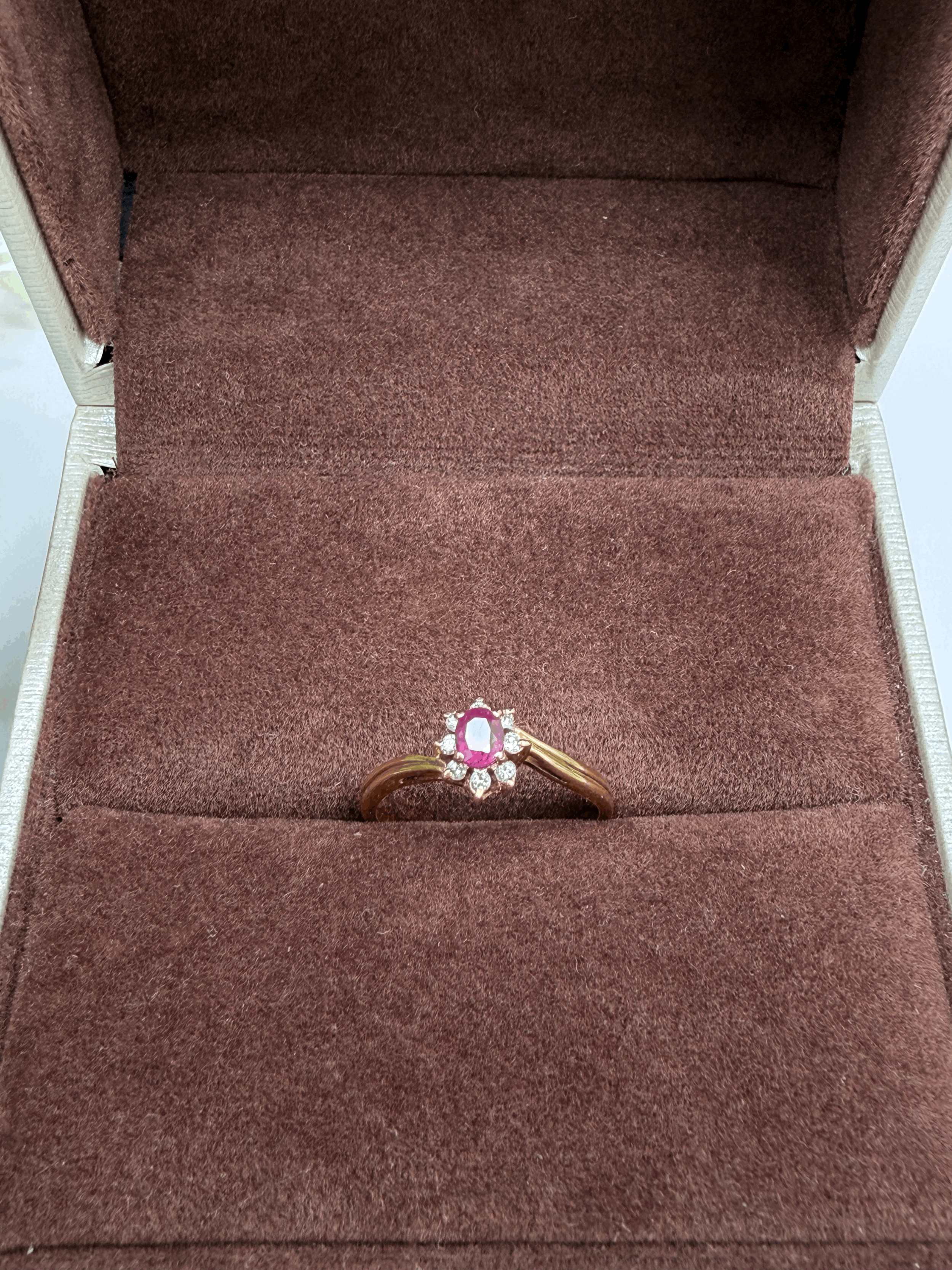 Elegance Ruby & Diamond Halo Gold Ring