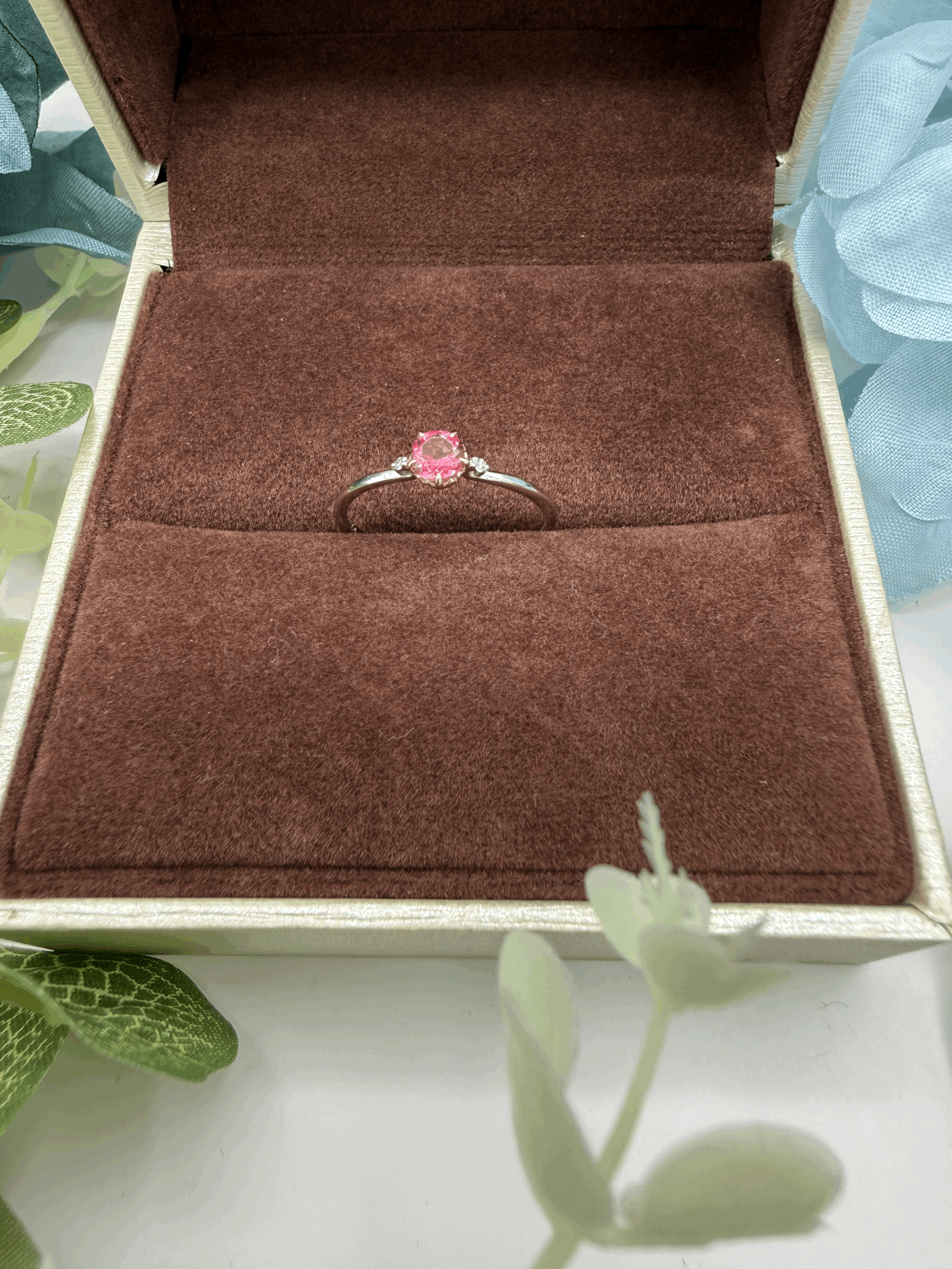 Exquisite Dual-Tone 18k Solid White and Yellow Gold Pink Diamond Ring