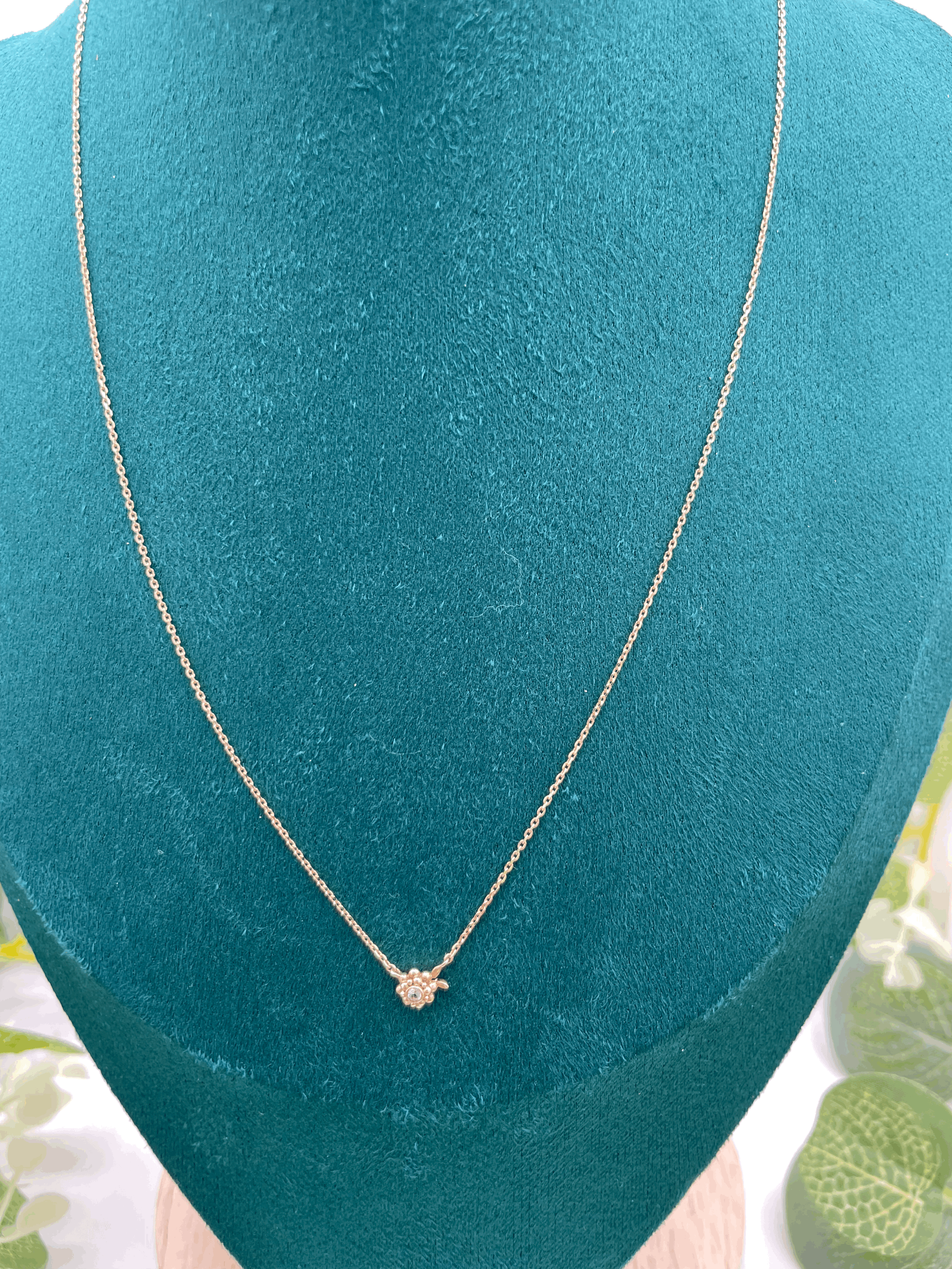 Sunflower Diamond Pendant in 10k Gold Necklace