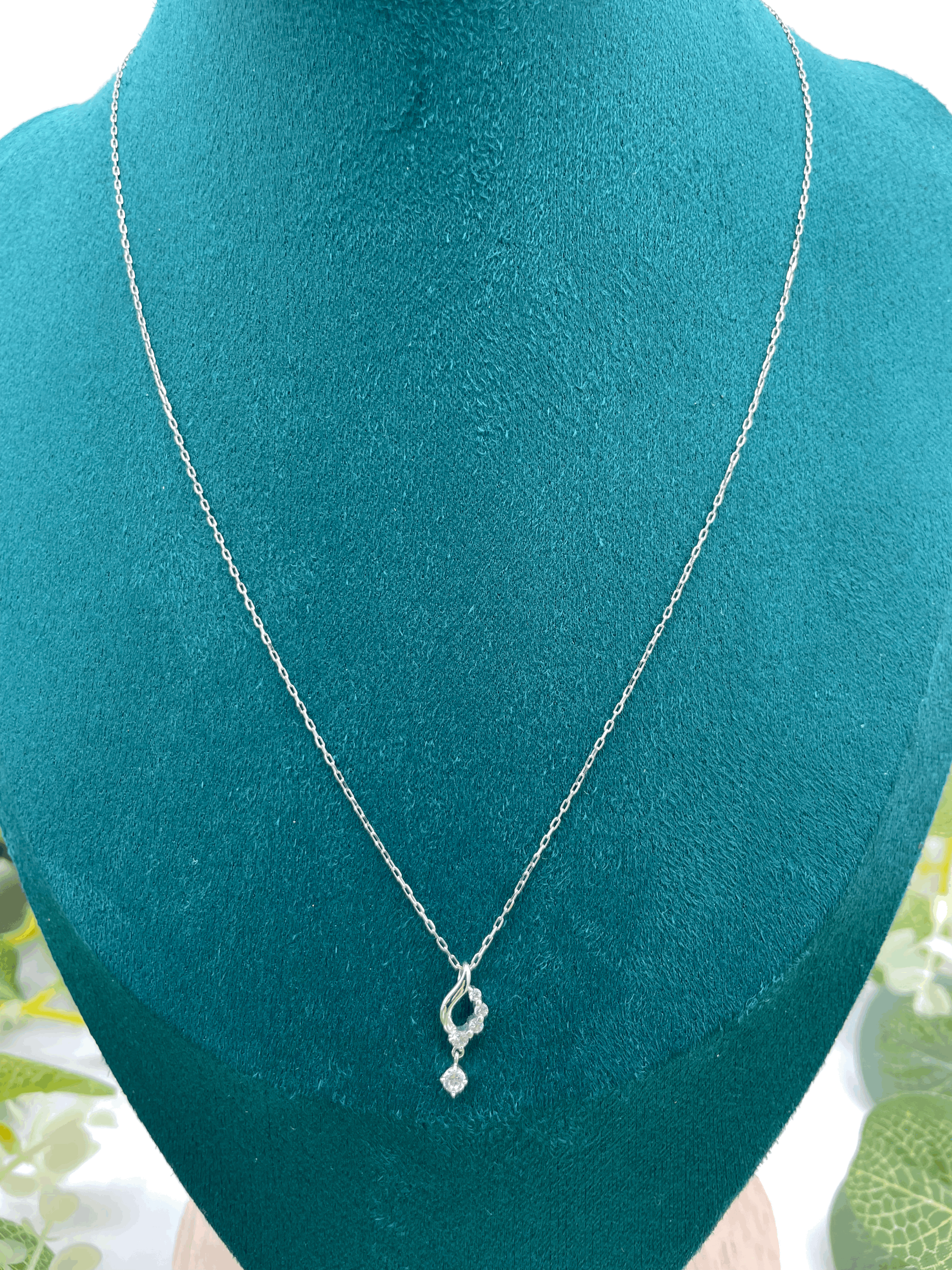 Modern Diamond Pendant Necklace in 10k White Gold