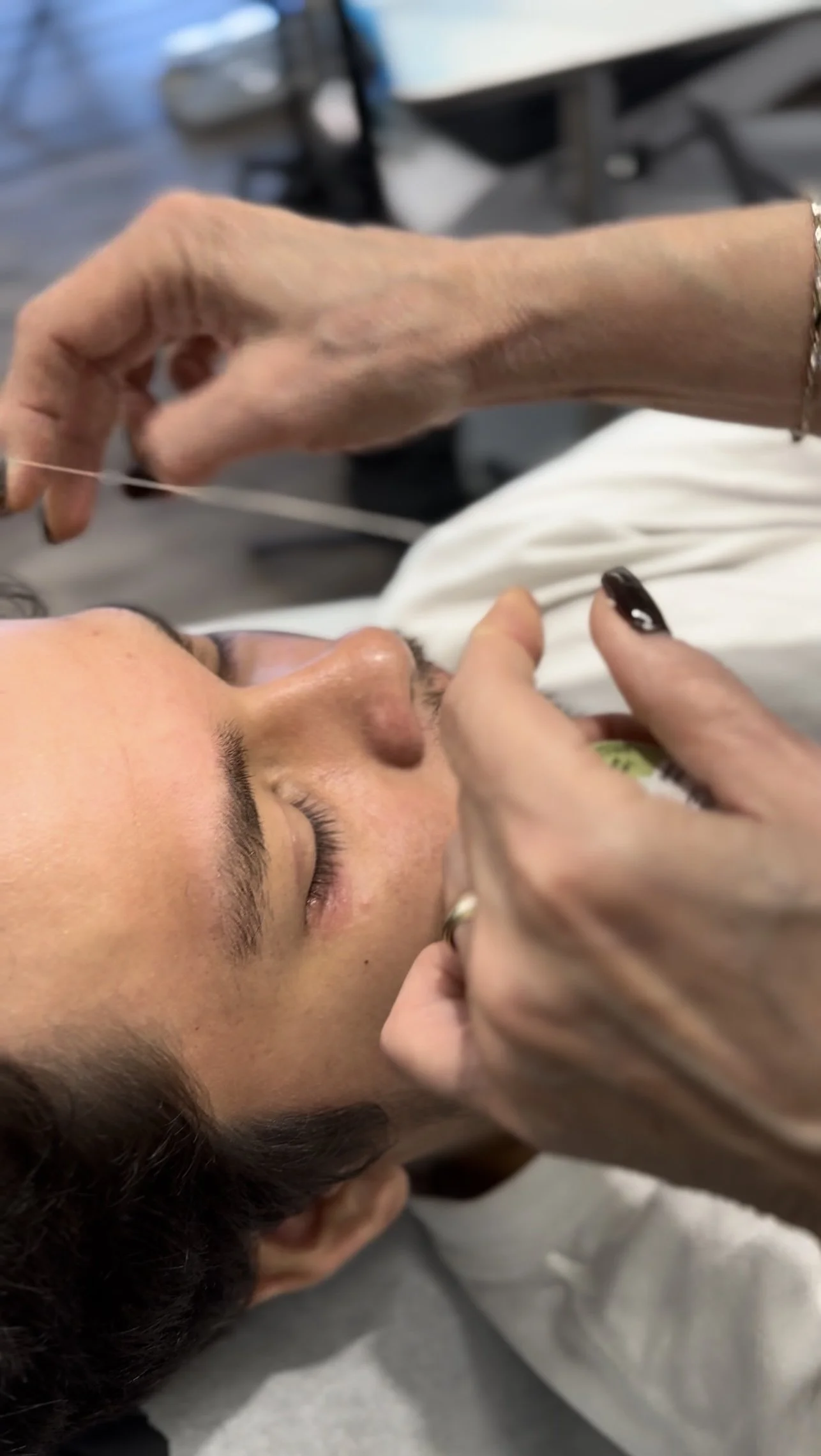 Full face threading service at Beauty Ink by Carmen permanent makeup studio in Burbank, CA