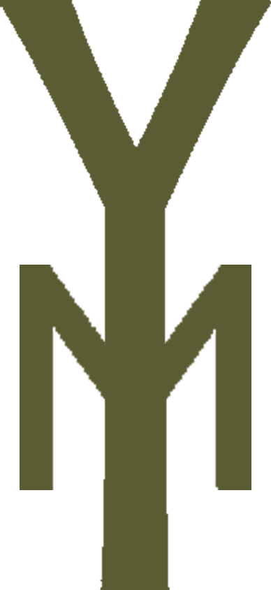 A large stylized letter 'Y' with connected straight lines forming a geometric pattern.