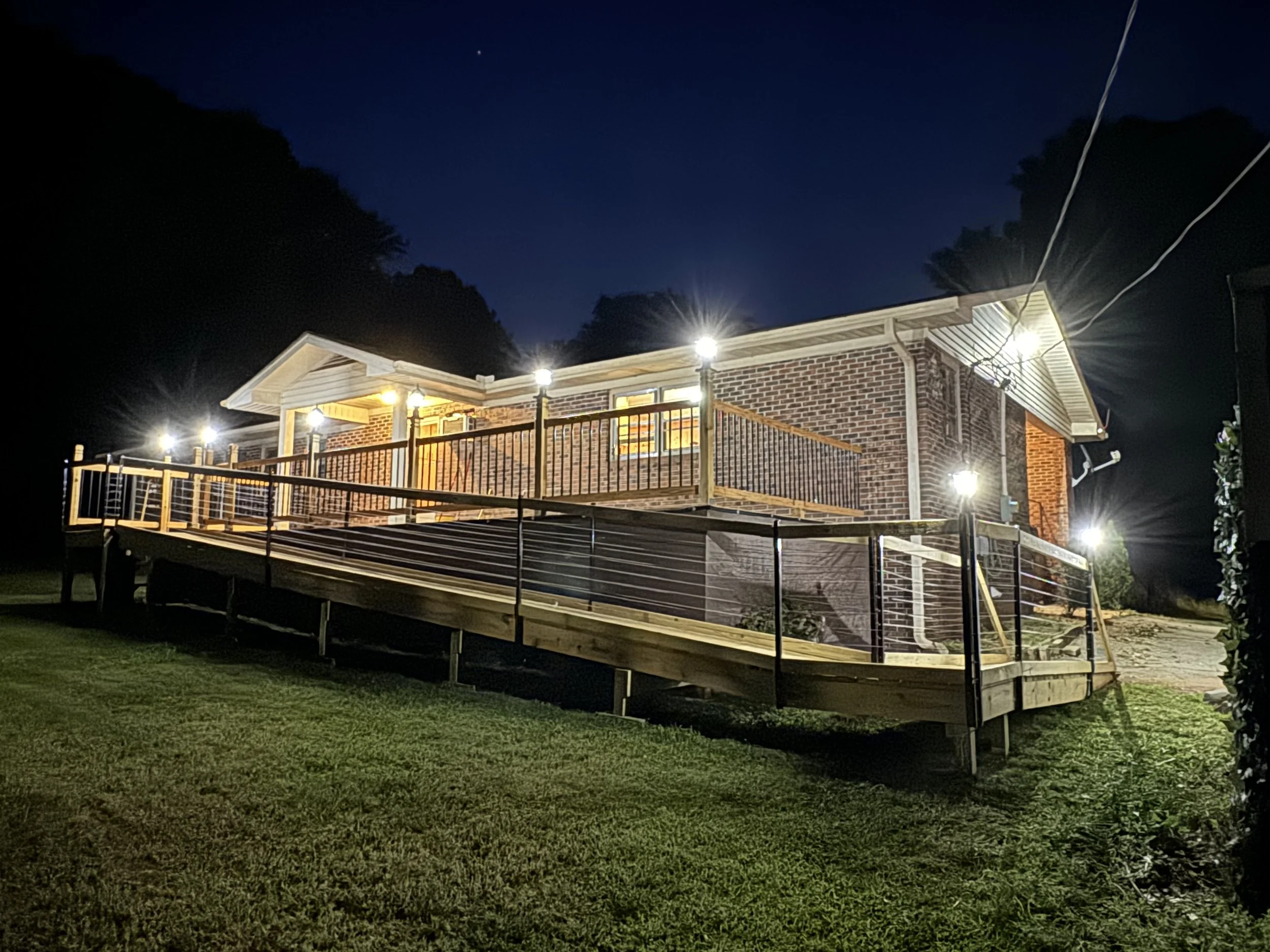Exterior lighting install on new deck 
