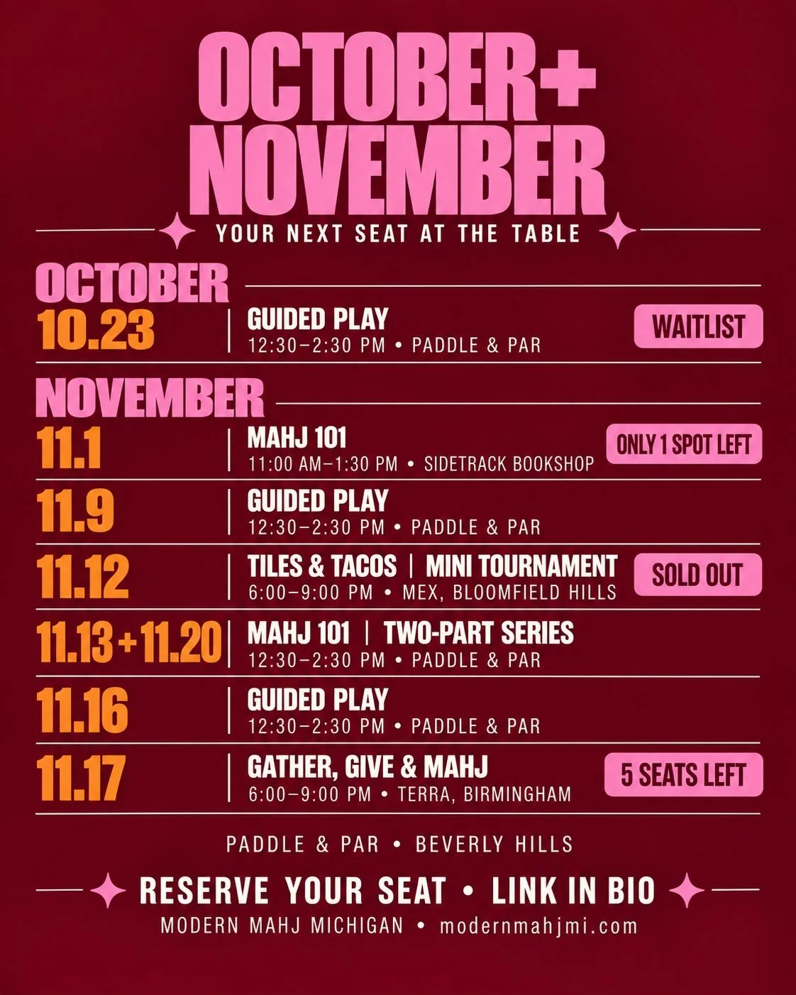 Our Sunday schedule took a little detour&hellip; we were busy playing Mahj. 😉🀄️

A day late, but plenty of fun ahead! Swipe for upcoming classes, guided play and holiday events&mdash;and grab your seat before it&rsquo;s gone. More exciting events c