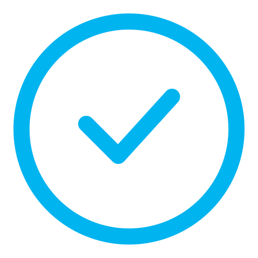 Blue checkmark inside a blue circle on a black background.