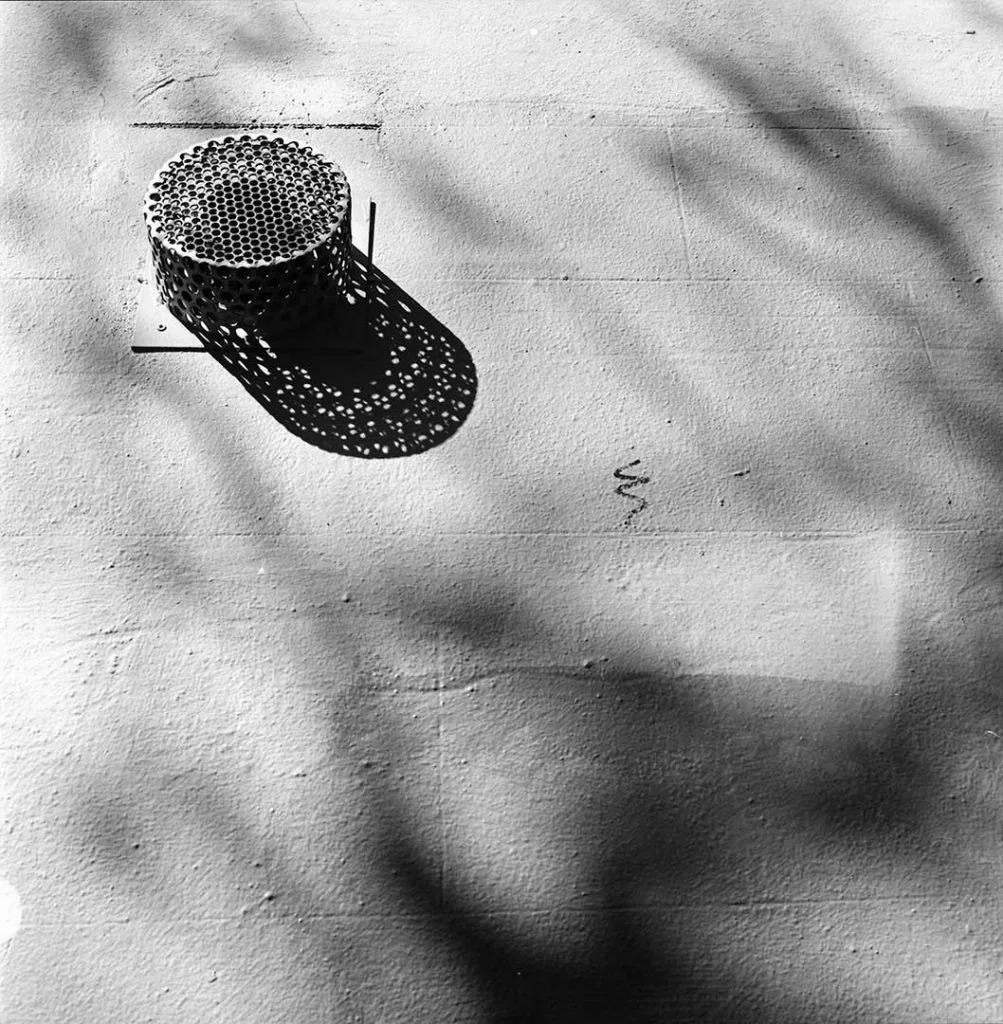 Ventilator on side of building in laneway off Gertrude St Fitzroy. The mechanical reaching out to the organic.