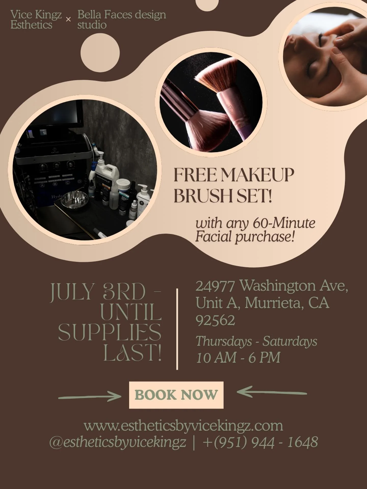 ✨ Limited-Time Facial Perk! ✨

Book any 60-minute or longer facial and receive a special gift! 🤍

Here&rsquo;s how to claim it:
✨ Book your facial appointment.
✨ Send us a DM with the word &ldquo;Brushes&rdquo; after you&rsquo;ve booked.

Limited su