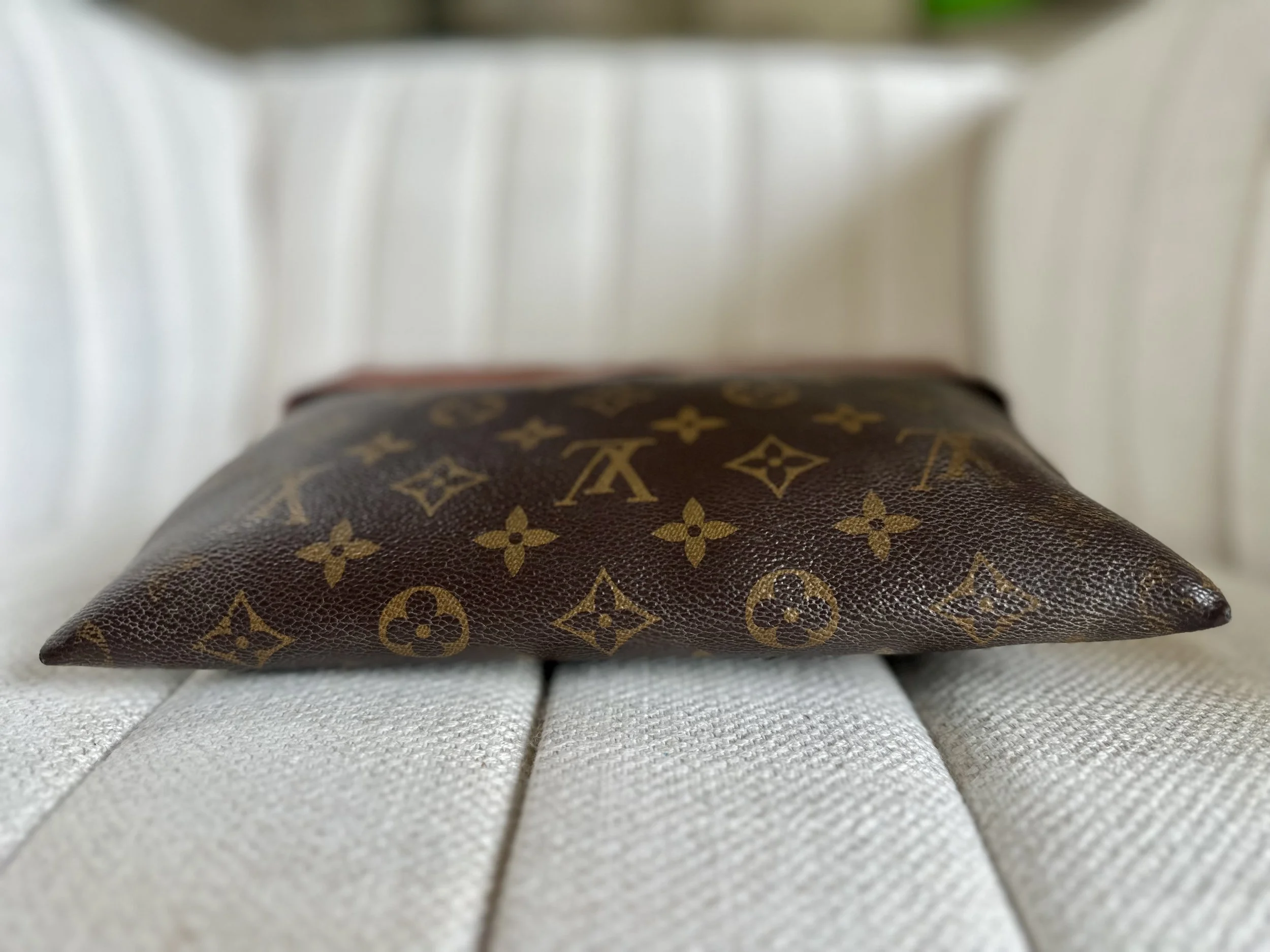 Louis Vuitton Tuileries Pochette side view, canvas and trim