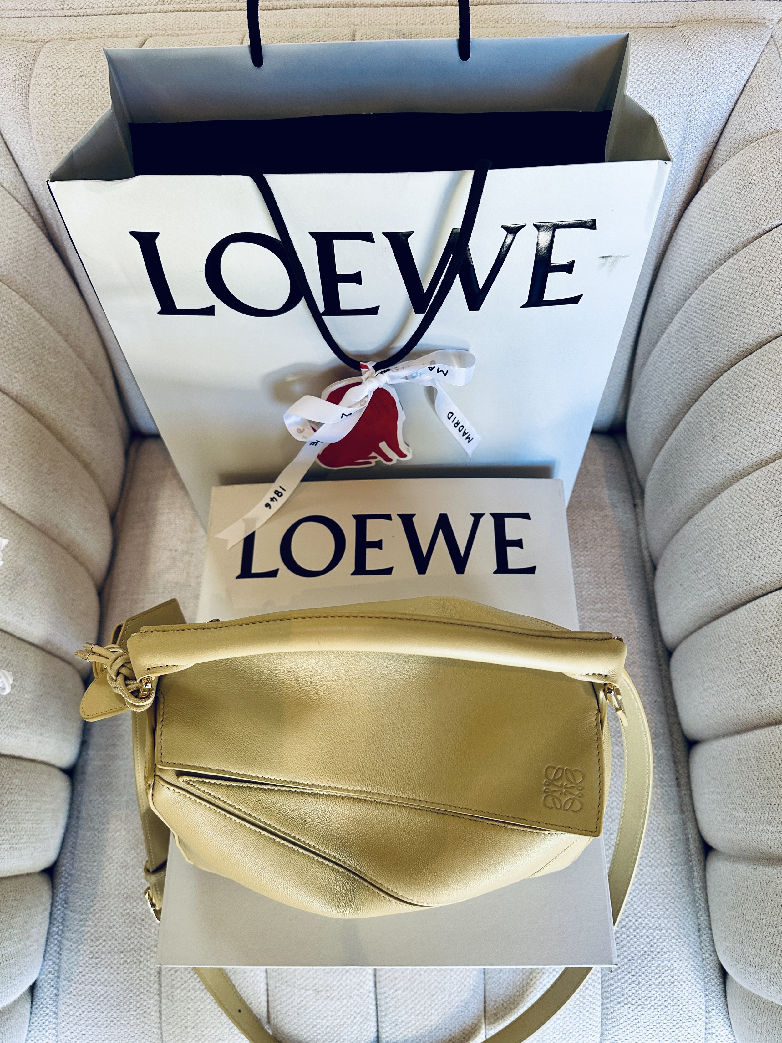 Loewe shopping bag and box, small Puzzle bag unboxing