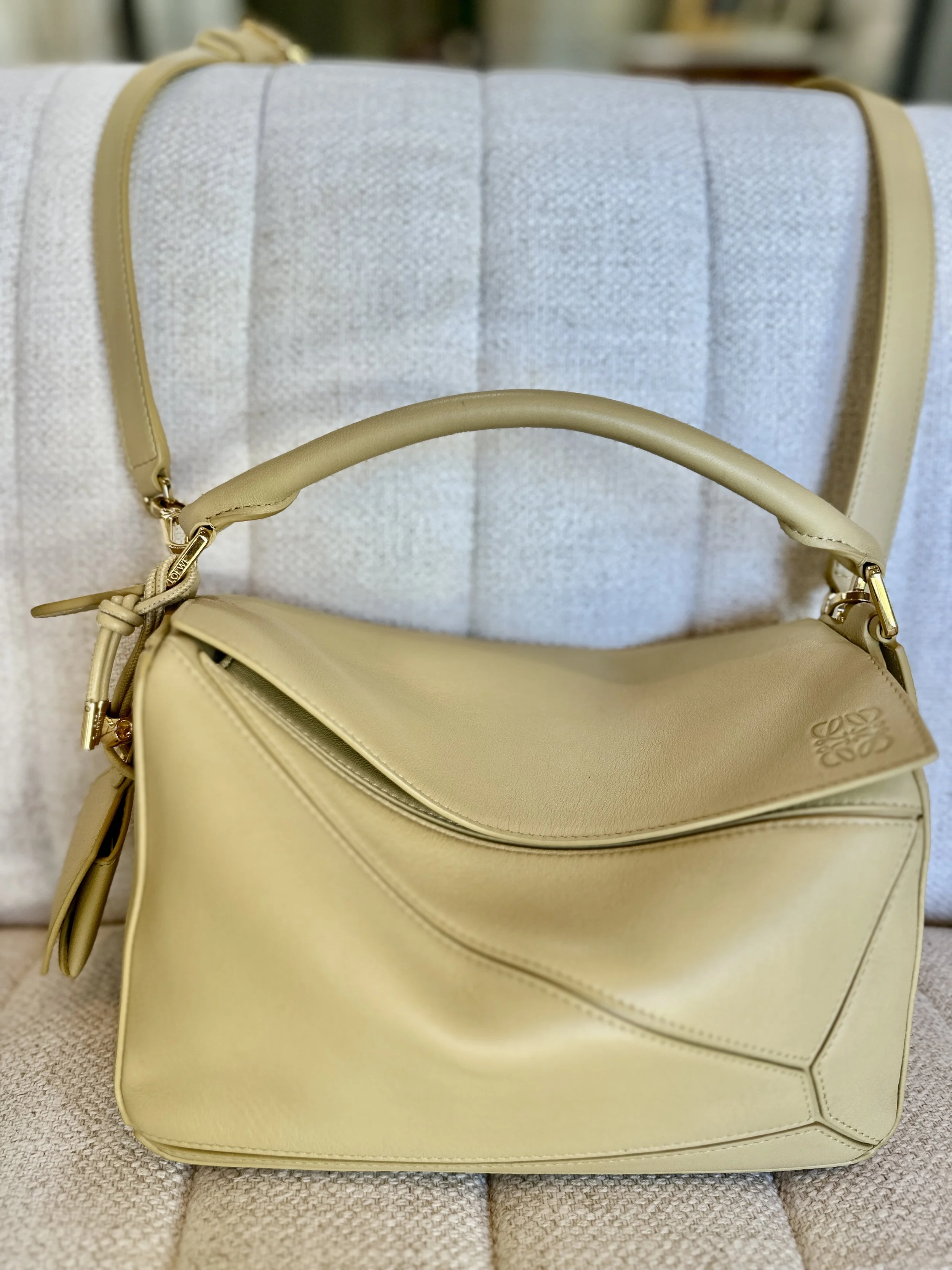 Loewe Puzzle bag full front view with crossbody strap