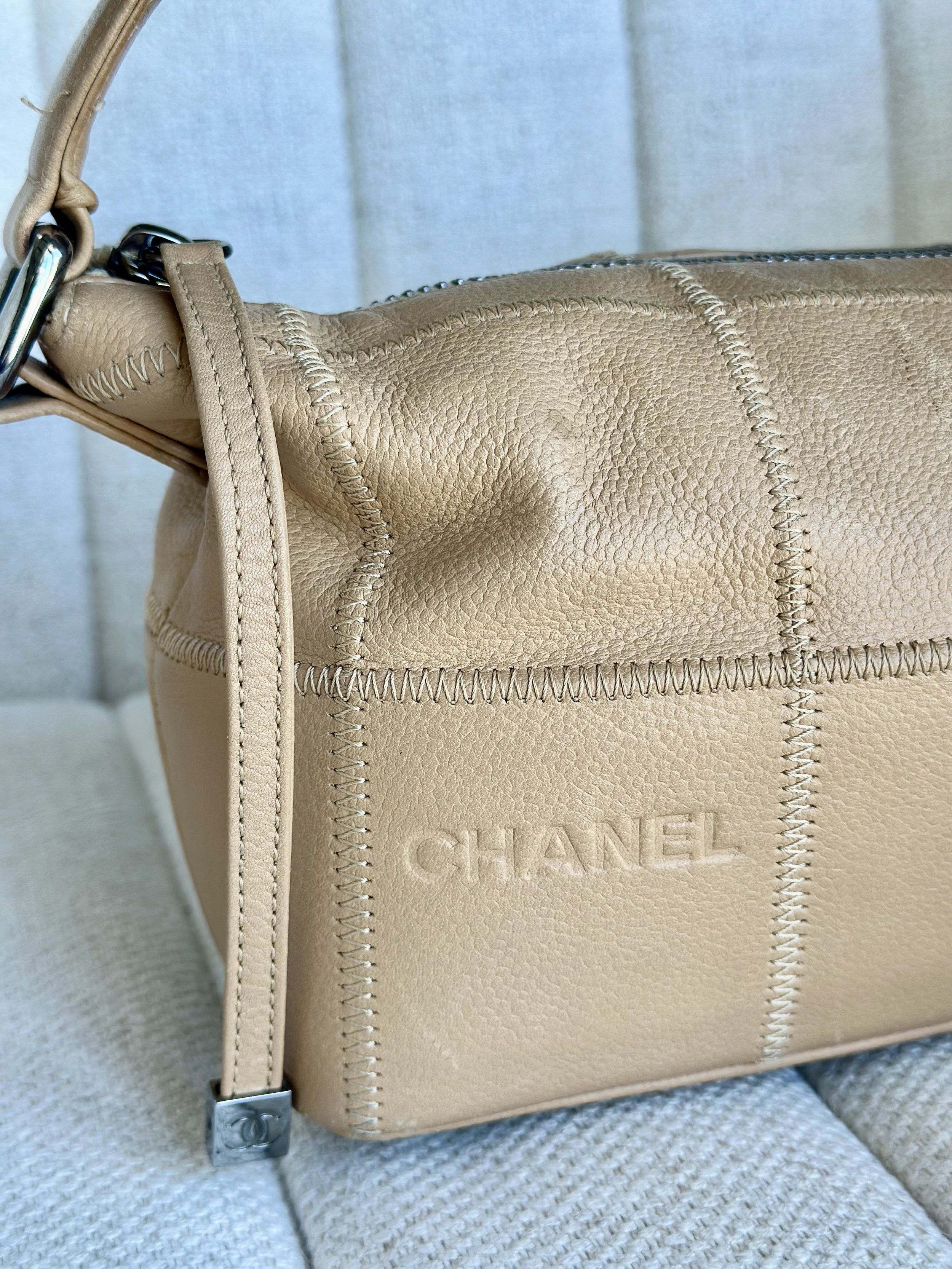 Chanel square stitch wild stitch topstitching close-up