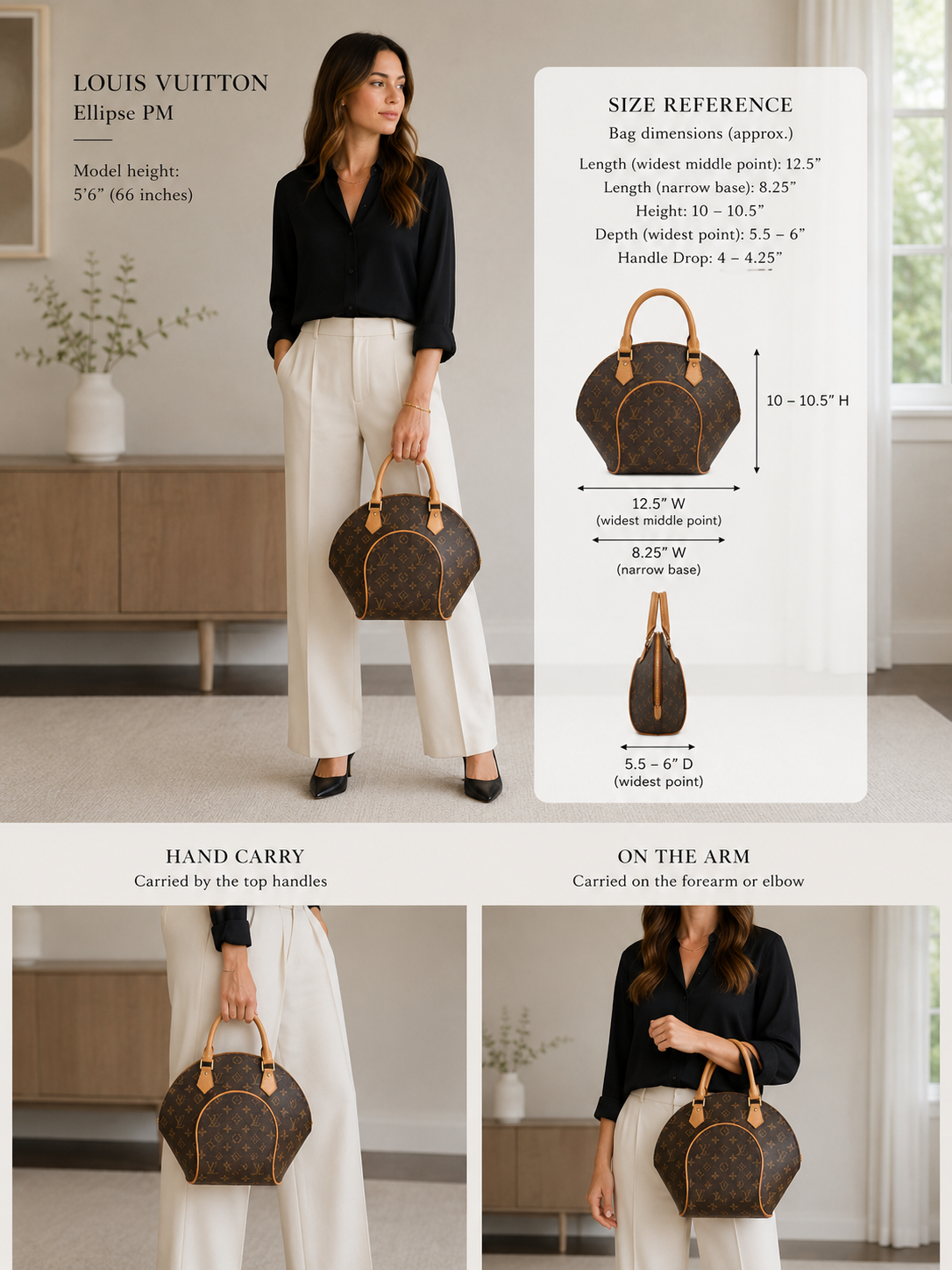 Louis Vuitton Ellipse PM styled beauty shot