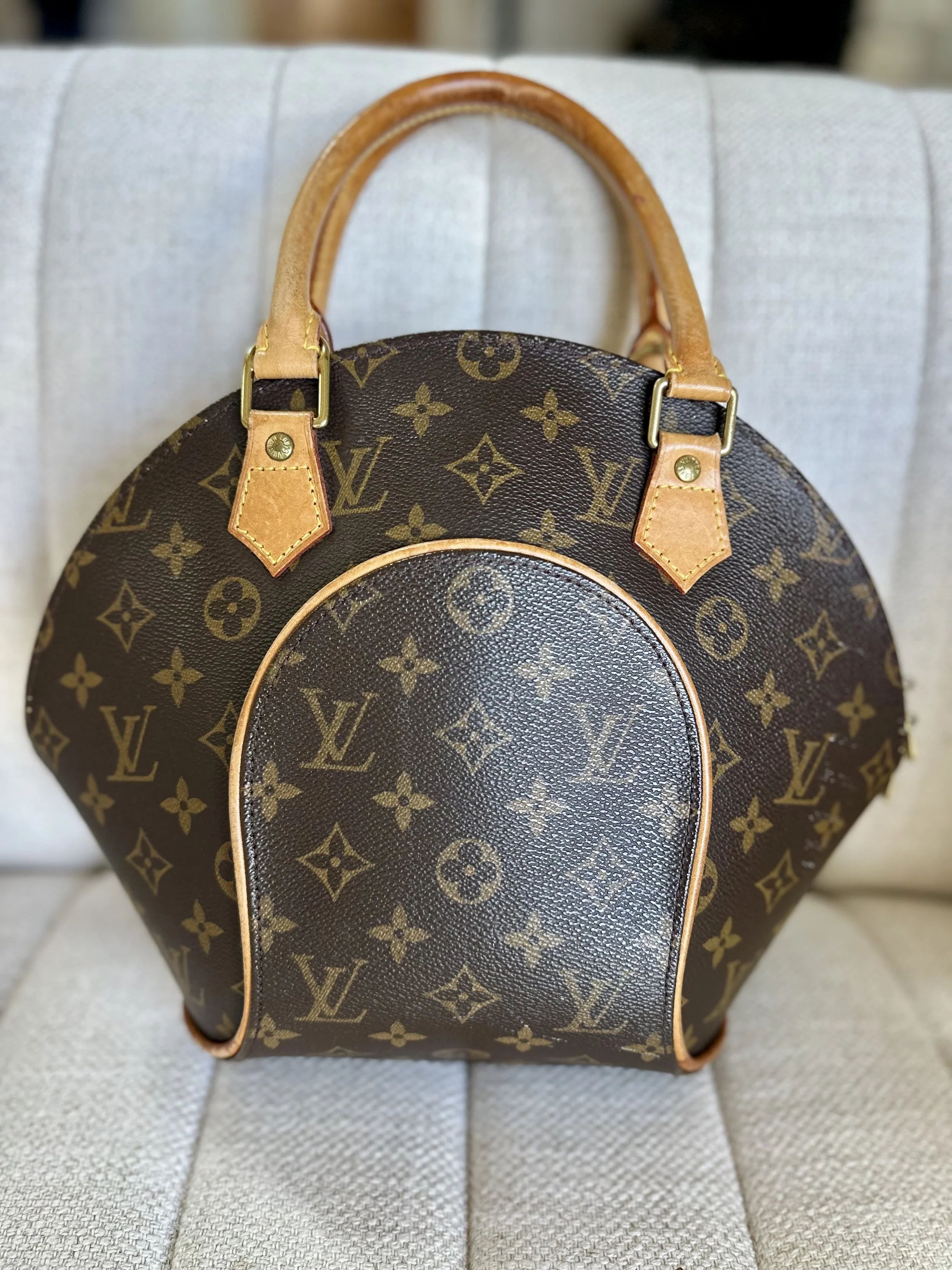 Louis Vuitton Ellipse PM front view, Monogram canvas dome bag