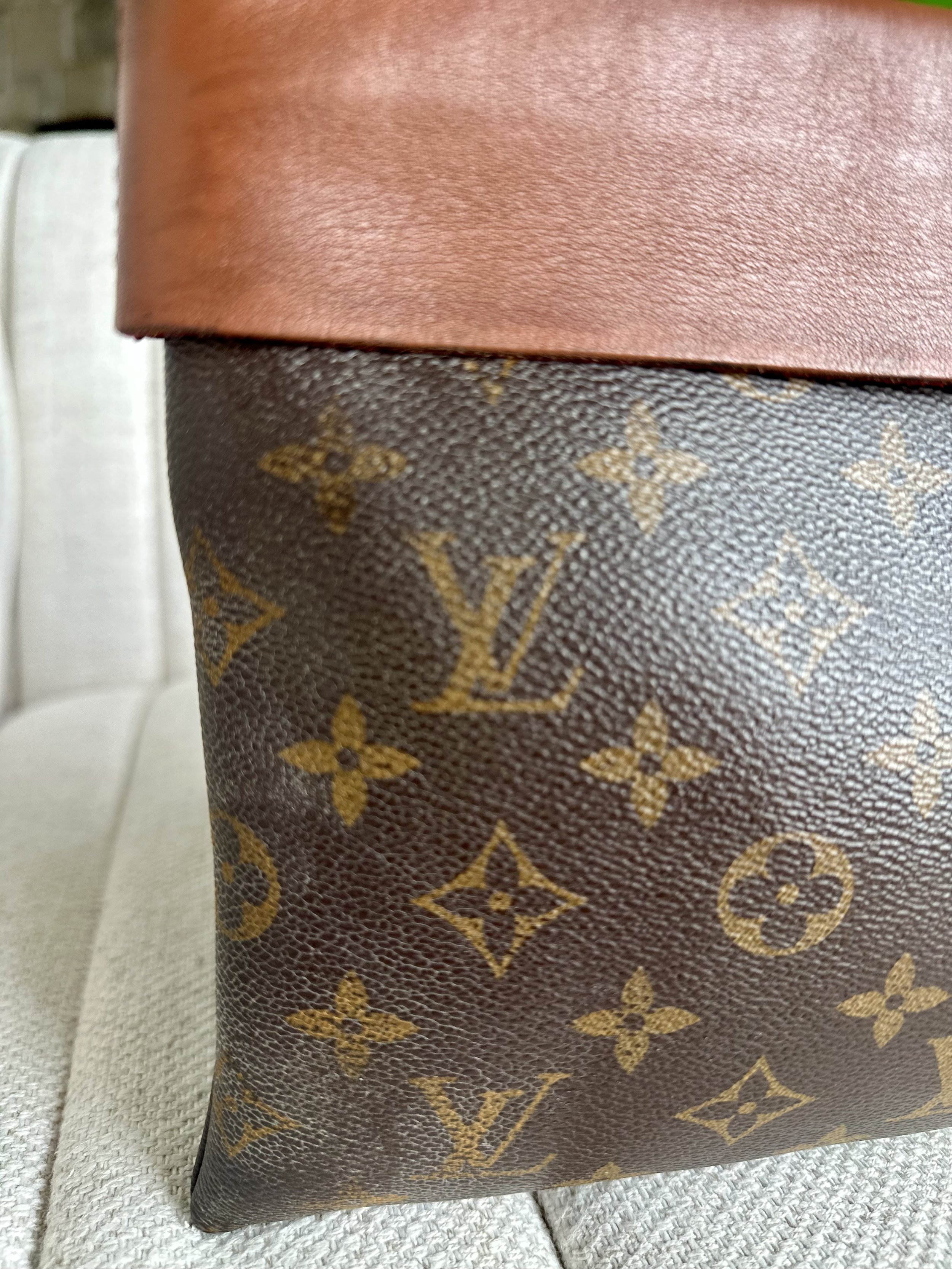 Louis Vuitton Tuileries Pochette side view, canvas and trim