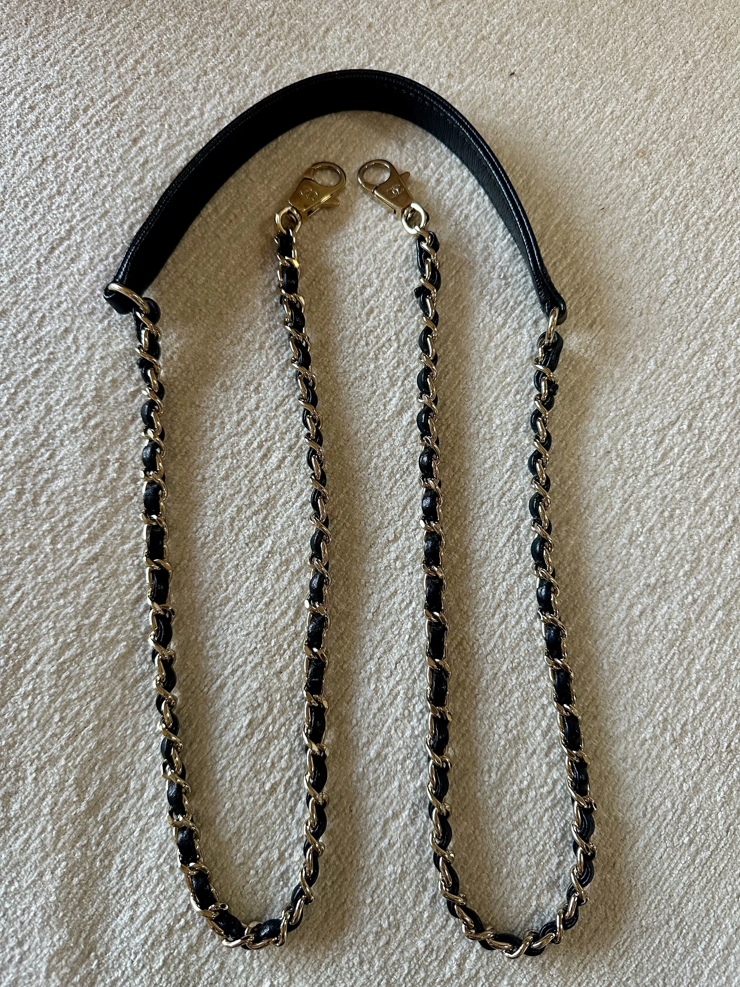 Chanel Mini Coco Top Handle gold chain leather shoulder strap detail