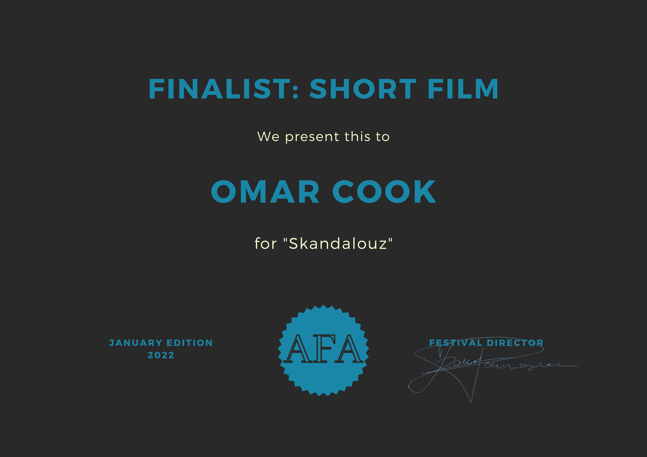 Omar Cook Art Film Awards