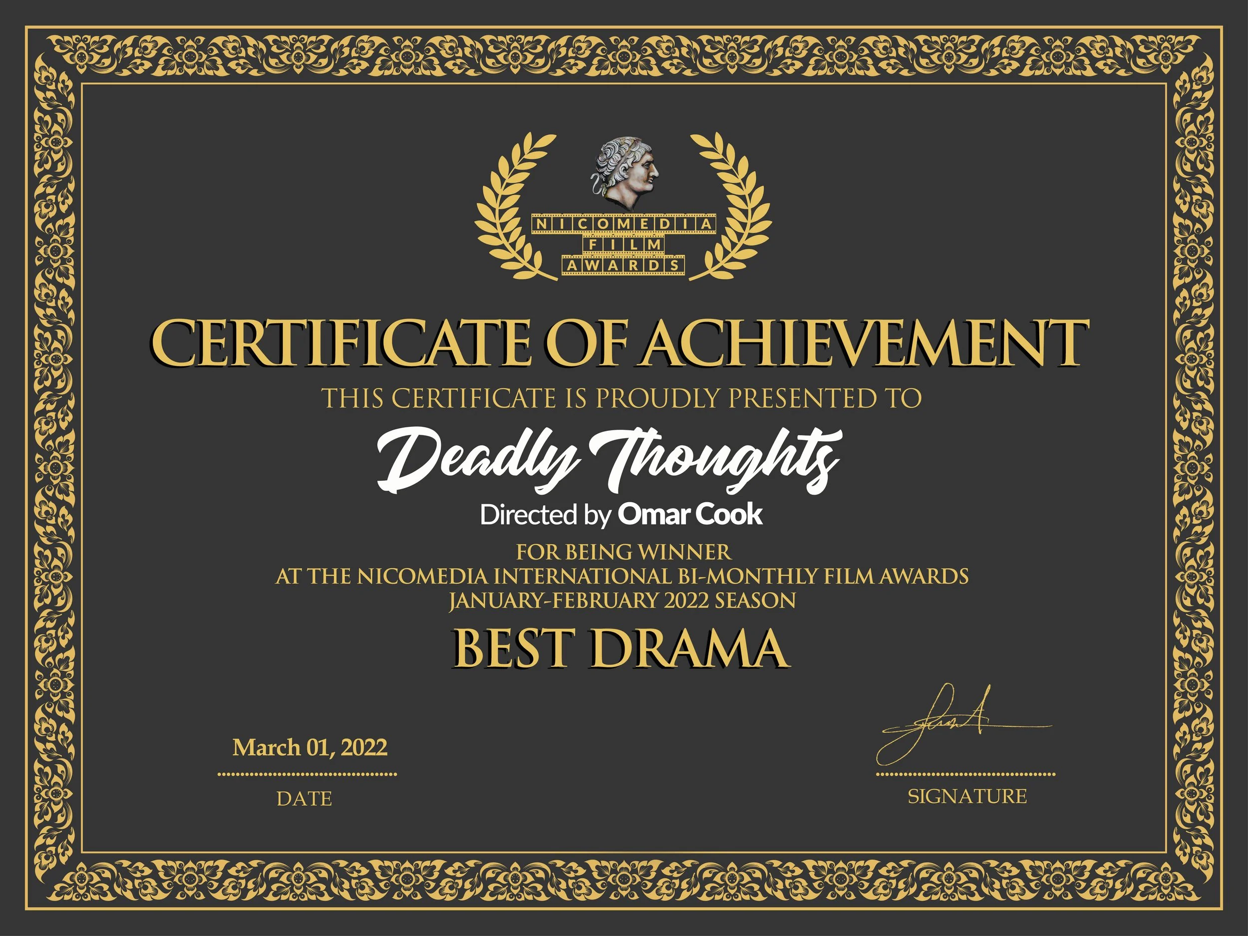 Nicomedia Film Award Omar Cook