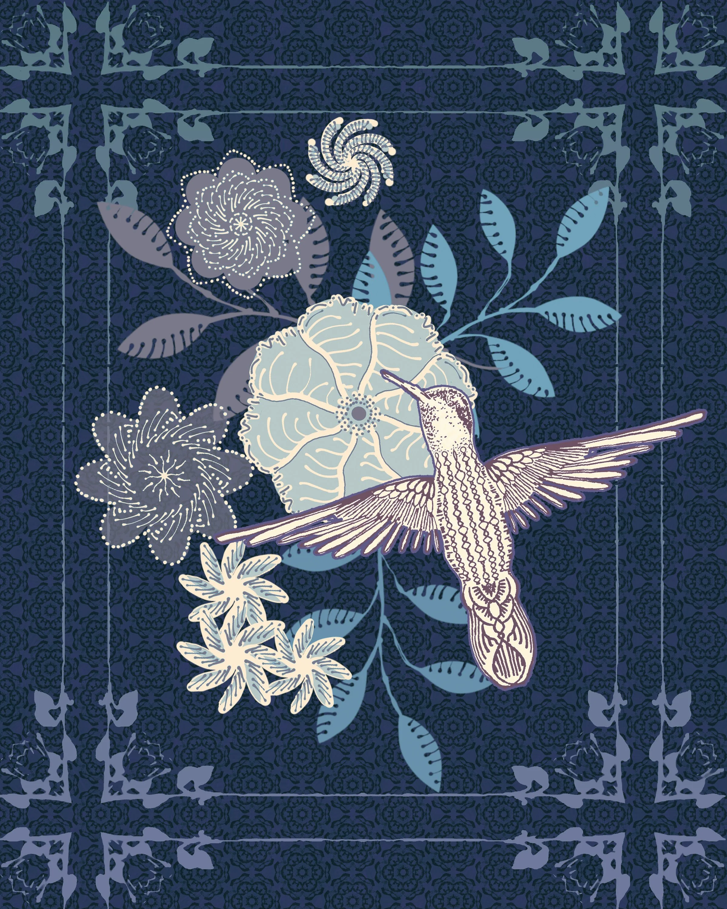 Hummingbird Reverie - Lavender | Teal