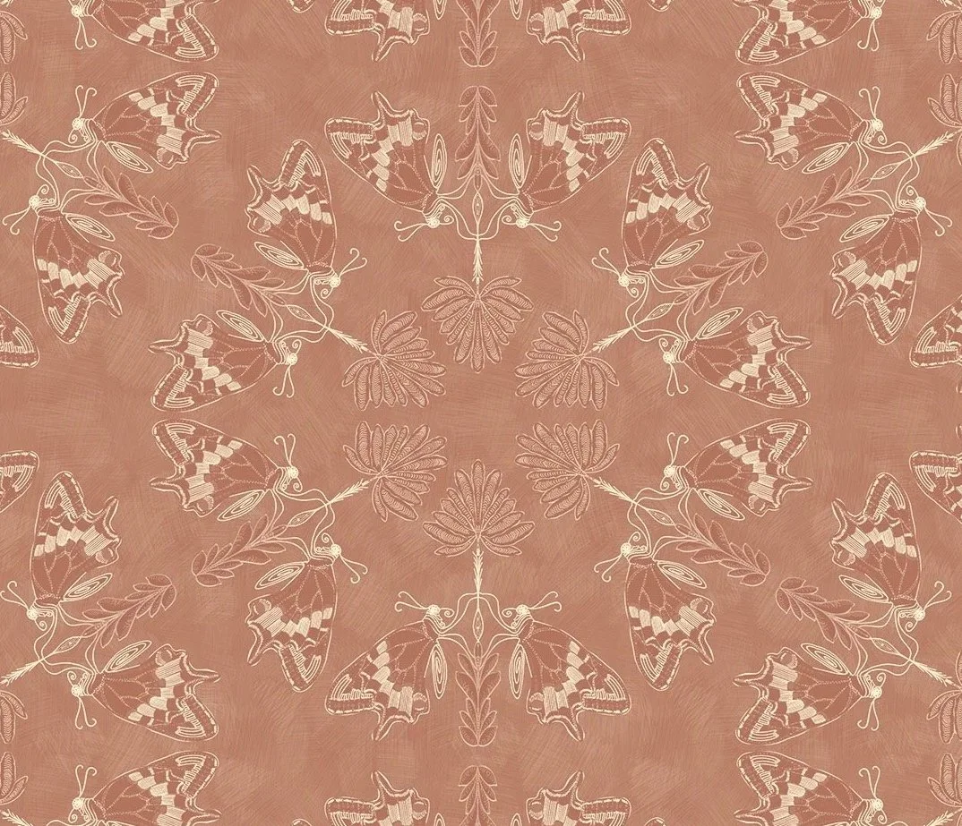 Winged Meadow Pattern - Terracotta
