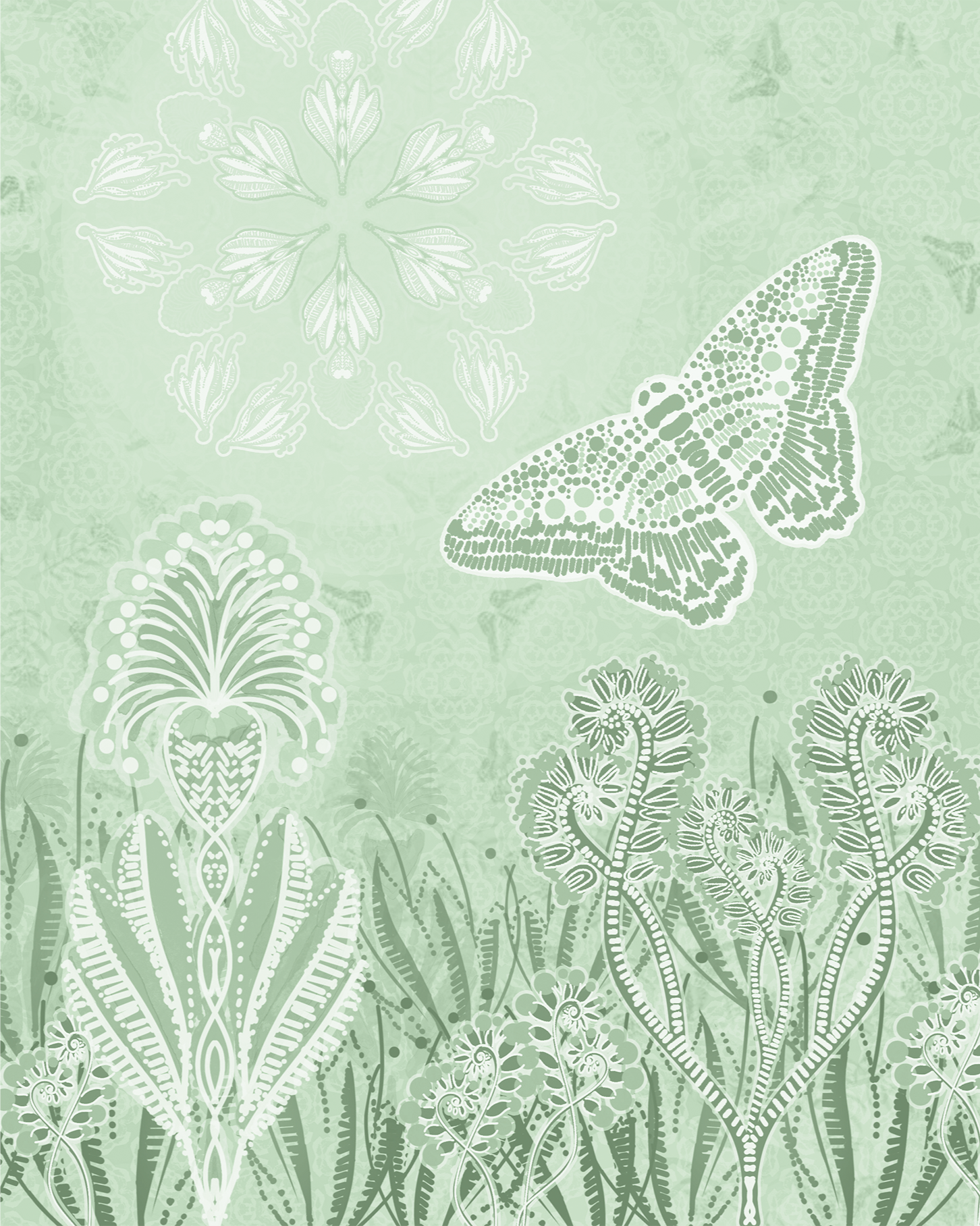 Butterfly Garden - Tone-on-tone - Forest
