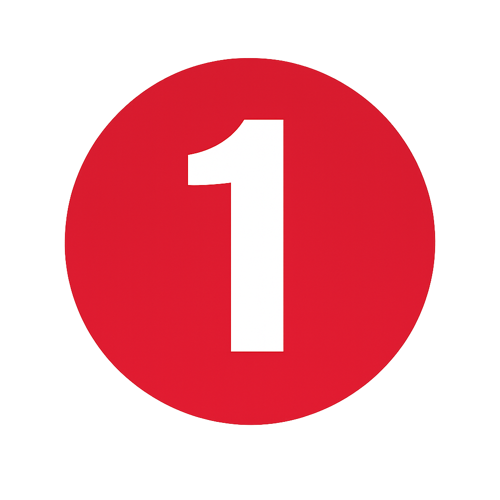 Red circular button with the white number 1 in the center