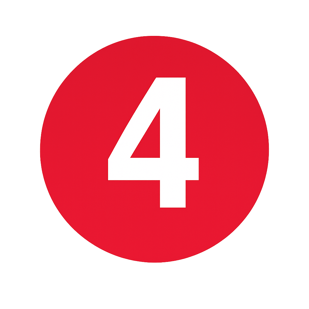 Red circular button with the number 4 in white in the center.