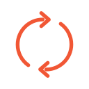 Circular arrow icons creating a loop