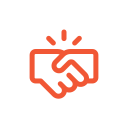 Icon of two hands shaking, symbolizing agreement or partnership.