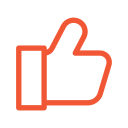 Line drawing of a thumbs-up hand gesture