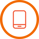Icon of a smartphone inside an orange circle