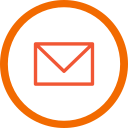 Envelope icon inside an orange circle