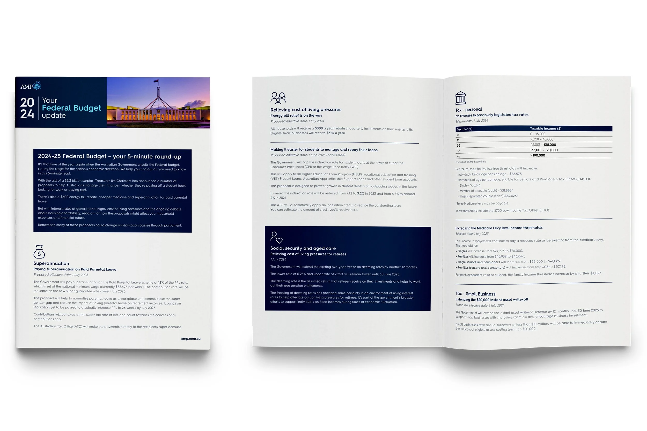 Federal Budget 5-minute round-up 4 page flyer