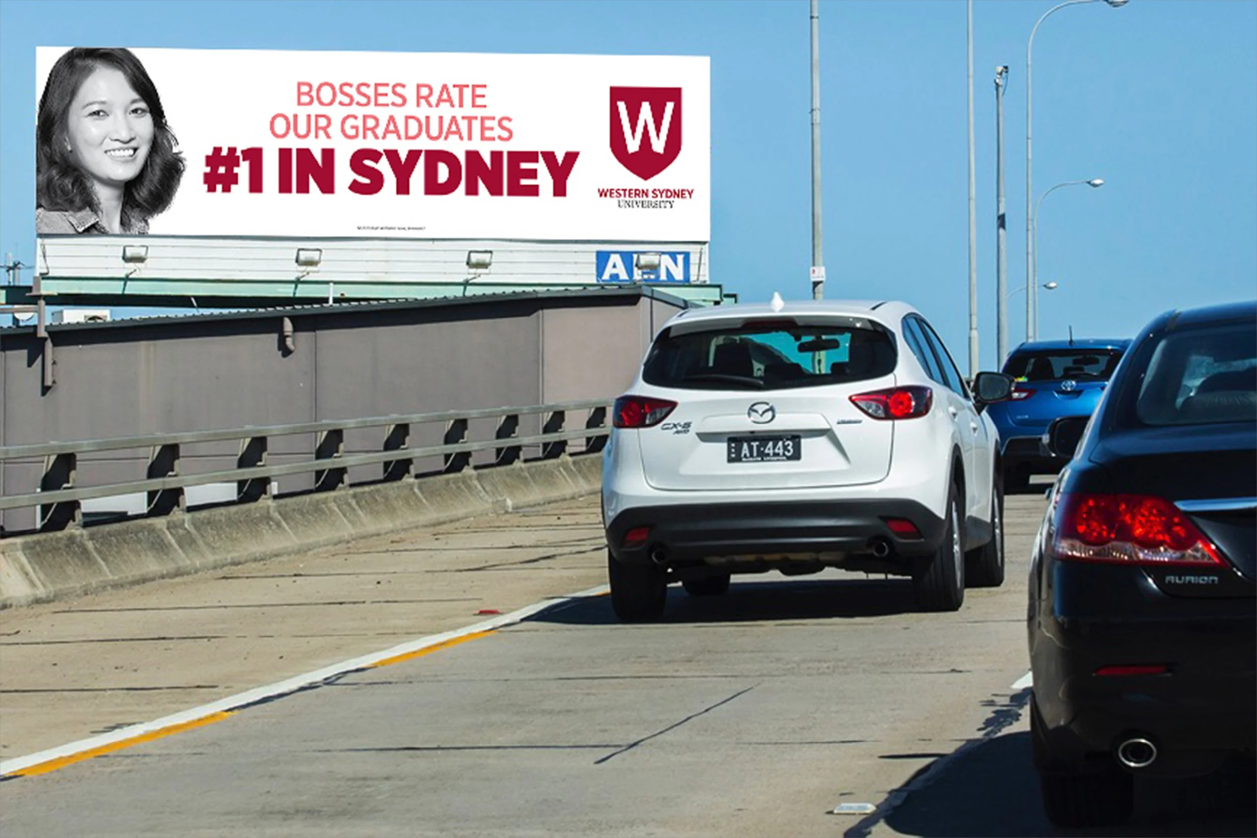 Western Sydney University credentials campaign OOH billboard featuring #1 in Sydney messaging
