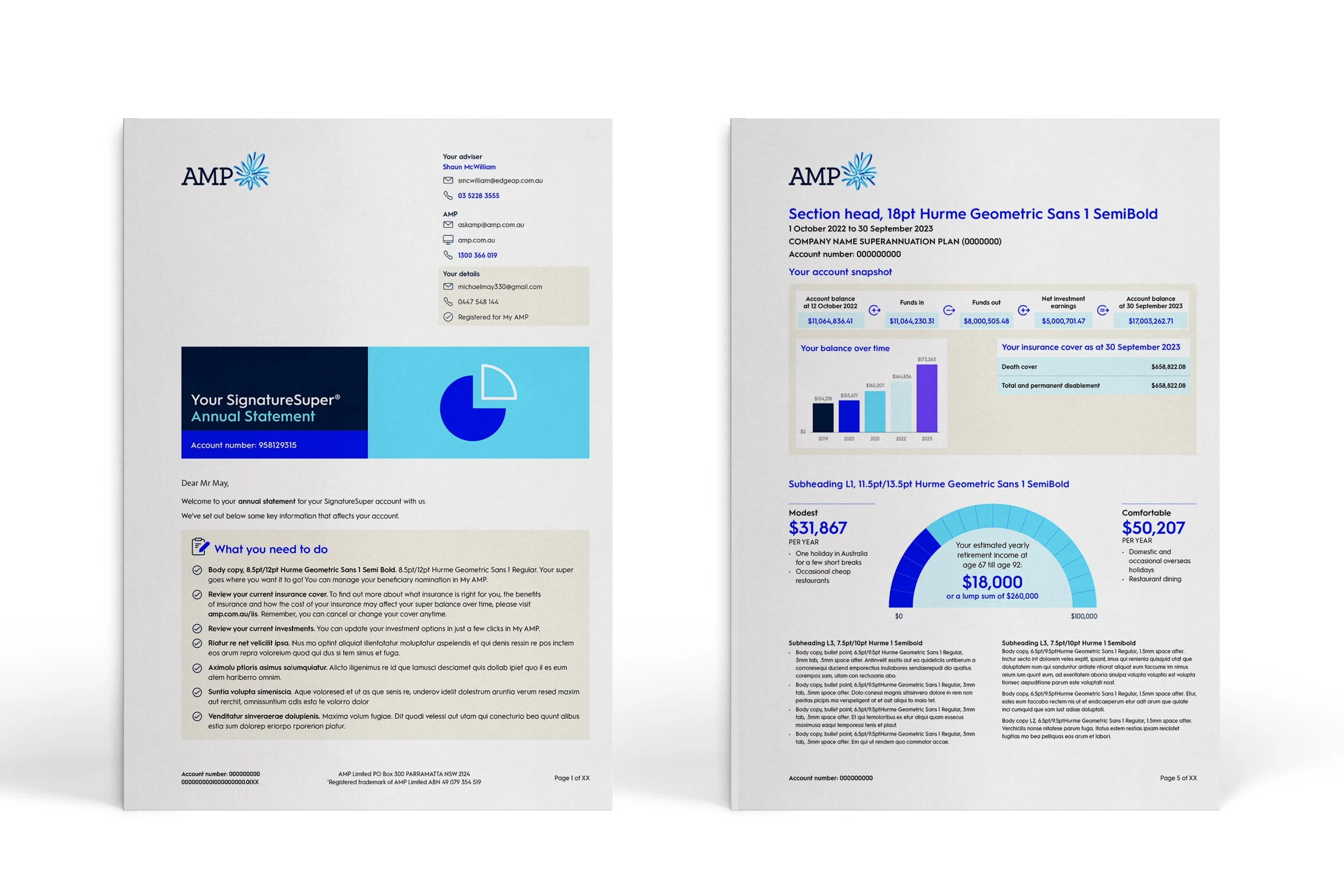 AMP Member Annual Statement redesign alignment to new brand style