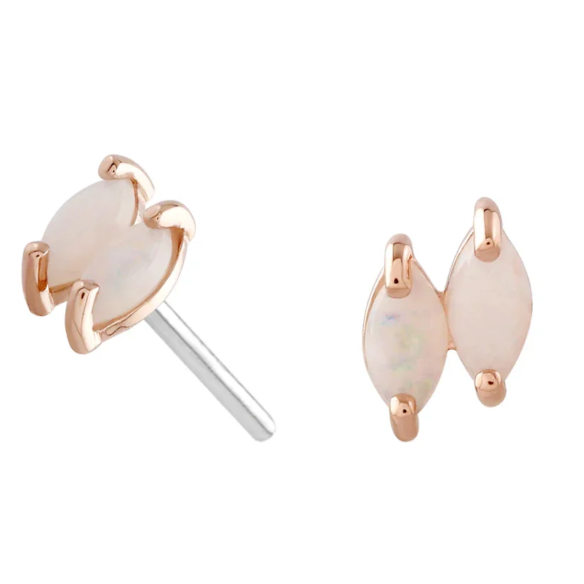 Solid Gold Marquise Duo in Australian Opal