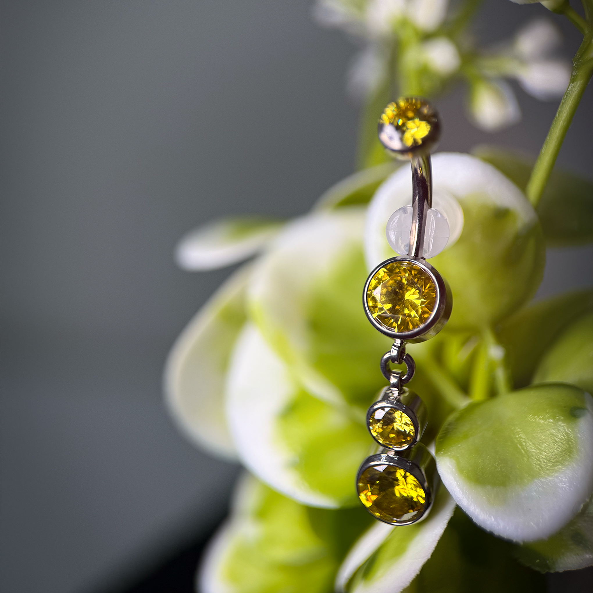 Bezel Set CZ Gemini Dangle Navel Curve (Copy)