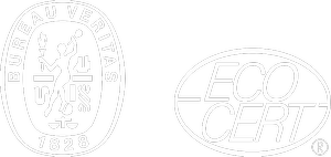 Bureau Veritas logo and EcoCert certification logo on a black background.