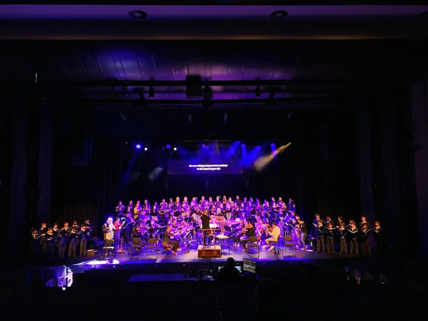 St Matthew Passion at the Alexander Theatre, Monash University. Full choir and orchestra with soloists and projected surtitles